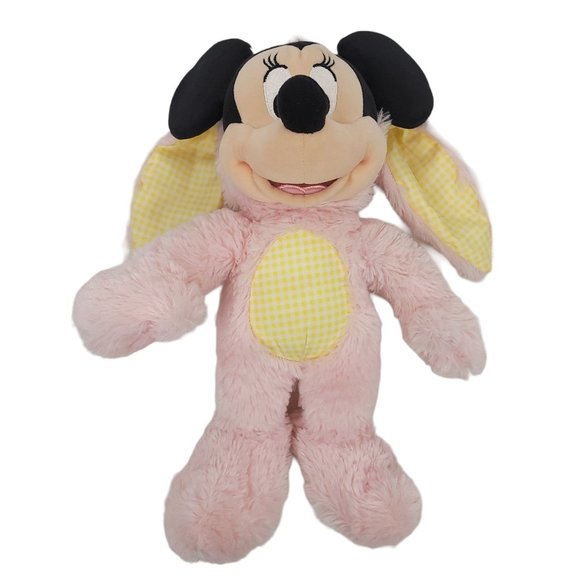 Disney Store Minnie Mouse Easter Bunny Plush 14" Stuffed Animal Toy Pink Yellow - Picture 3 of 10